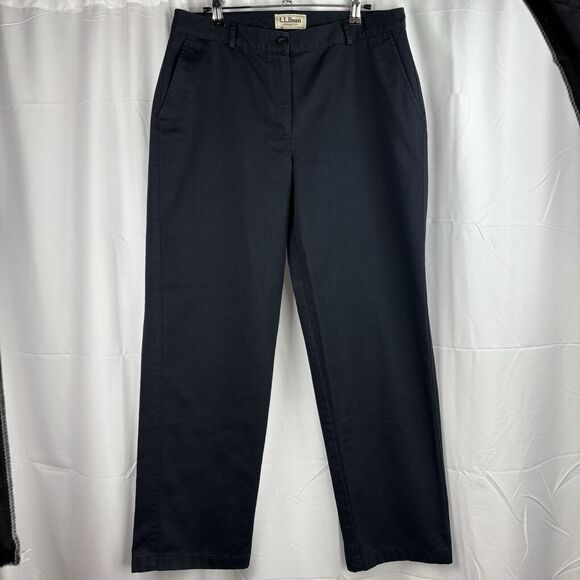 L.L. Bean Pants Women 10 Medium Navy Blue Classic Fit Straight Khaki Ladies HQG7 - Picture 2 of 12